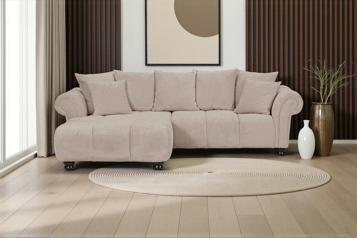 ECKSOFA Beige Plüsch  - Dunkelbraun/Beige, KONVENTIONELL, Holz/Textil (190/288cm) - Carryhome