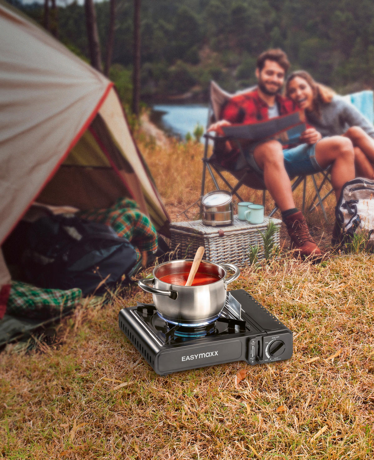 GASKOCHER Schwarz EASYmaxx  - Schwarz, Basics, Kunststoff/Metall (35/31/11cm) - EASYMAXX