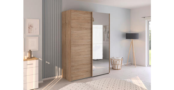 SCHWEBETÜRENSCHRANK  in Sonoma Eiche  - Sonoma Eiche, Design, Glas/Holzwerkstoff (162/223/68cm) - Novel