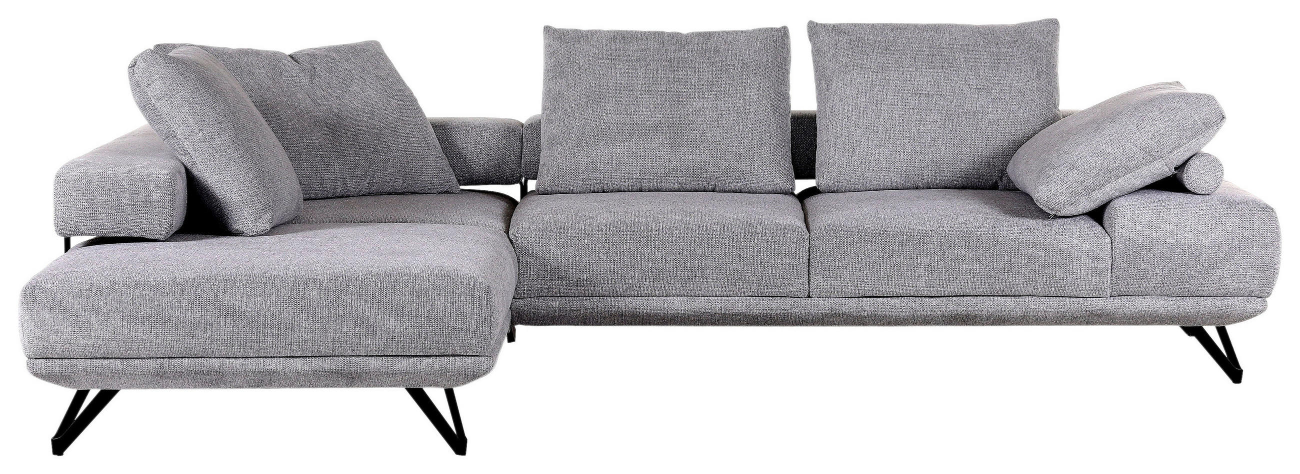 ECKSOFA in Flachgewebe Grau  - Schwarz/Grau, Konventionell, Textil/Metall (240/310cm) - MID.YOU