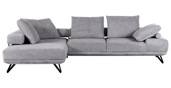 ECKSOFA Grau Flachgewebe  - Schwarz/Grau, KONVENTIONELL, Textil/Metall (240/310cm) - Carryhome