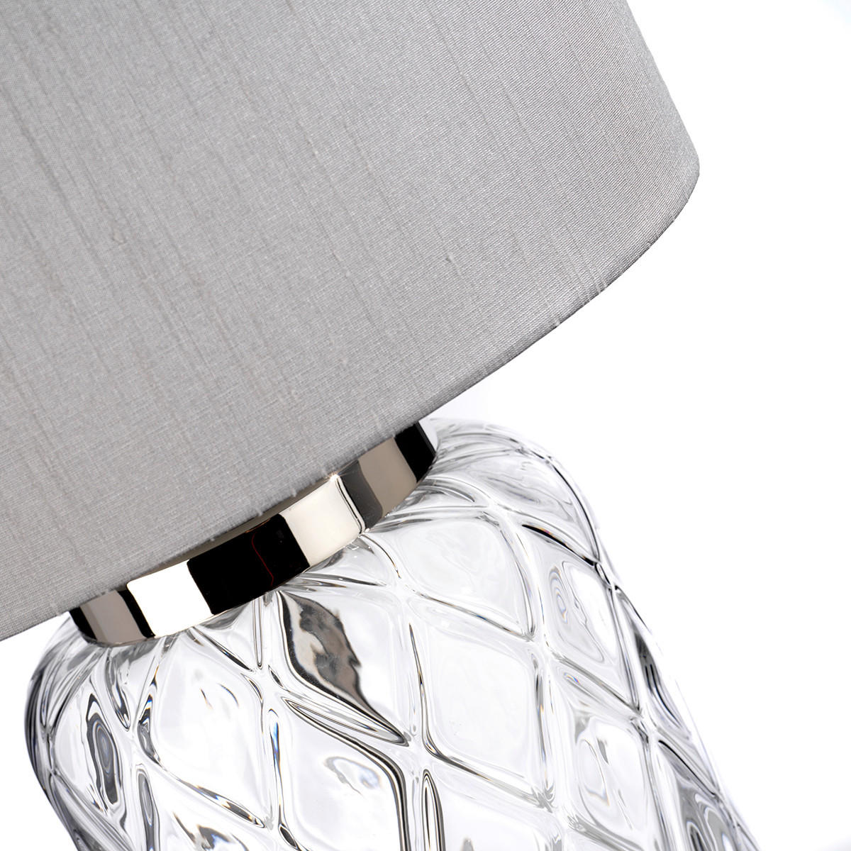 TISCHLEUCHTE Sola 30/50.5 cm  - Klar/Nickelfarben, KONVENTIONELL, Glas/Textil (30/50.5cm) - Elstead Lighting