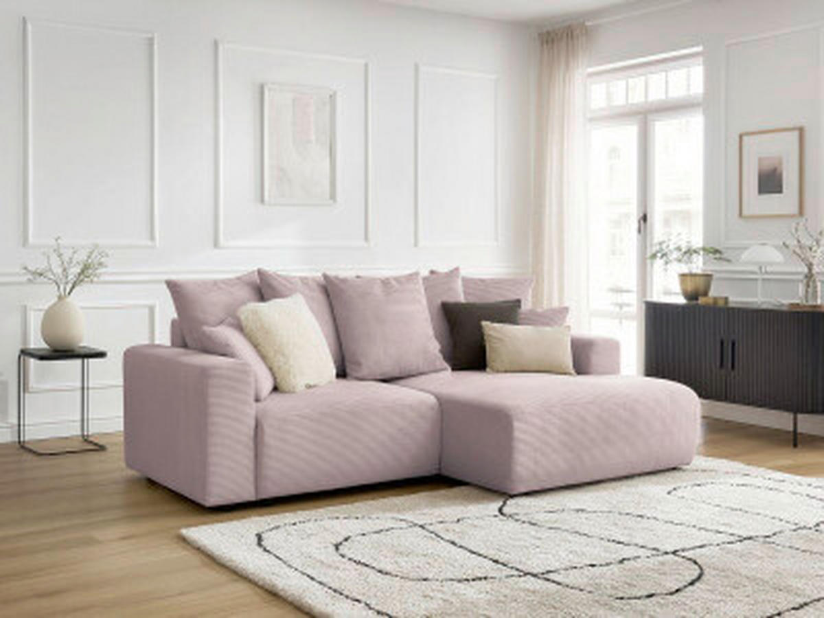 ECKSOFA Ottomane rechts  ATILLA Lila Cord  - Lila/Schwarz, MODERN, Kunststoff/Textil (244/149cm)