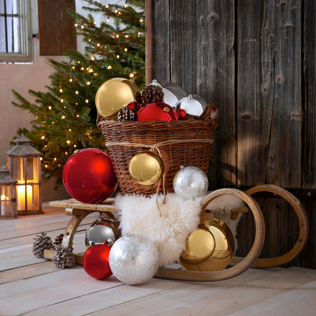CHRISTBAUMKUGEL 20 cm  - Silberfarben, Basics, Kunststoff (20cm) - X-Mas