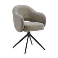 ARMLEHNSTUHL  in Cord  - Hellgrau/Schwarz, Design, Textil/Metall (58/84/60cm) - Livetastic