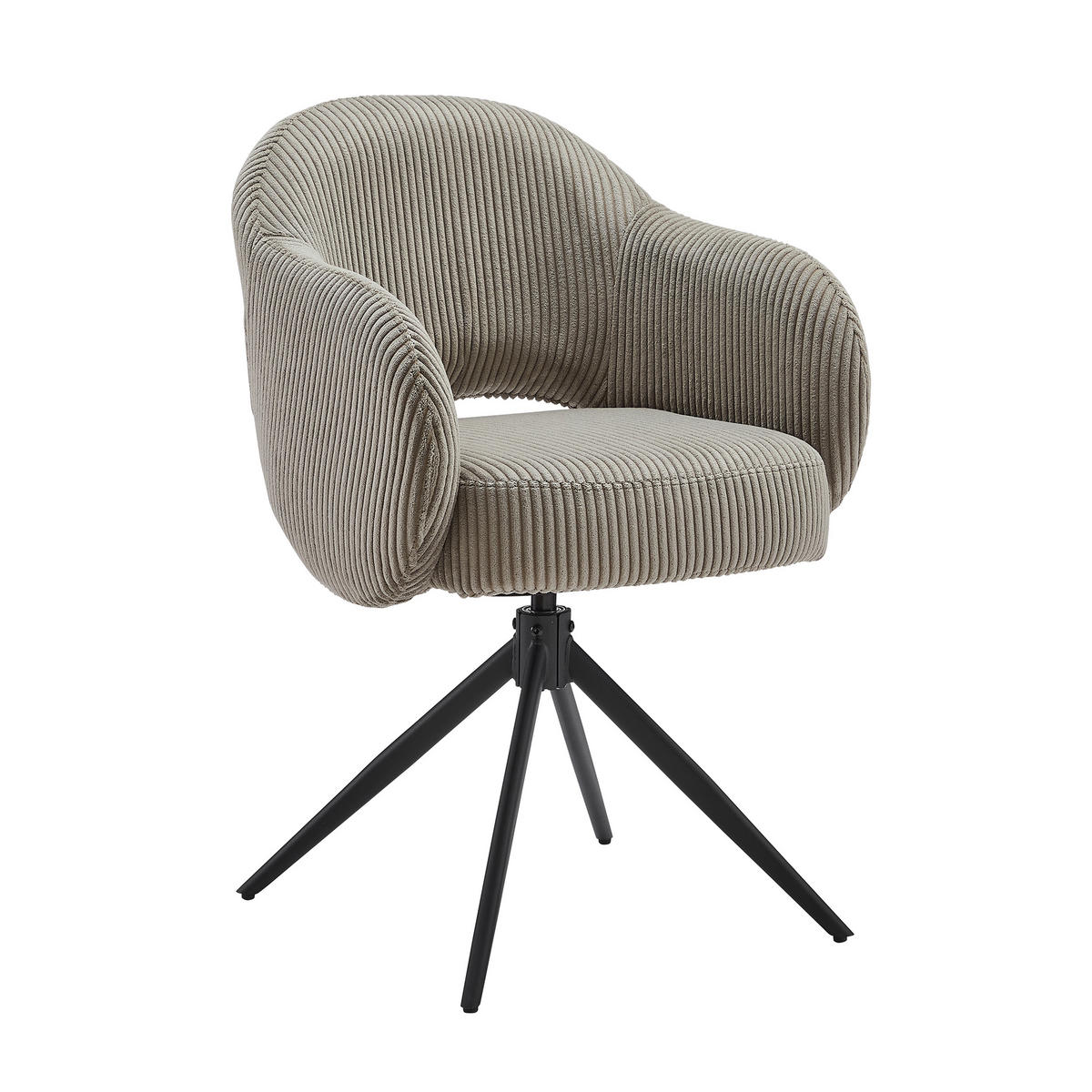 ARMLEHNSTUHL  in Cord  - Hellgrau/Schwarz, Design, Textil/Metall (58/84/60cm) - Livetastic