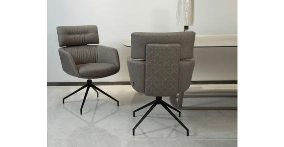ARMLEHNSTUHL  Stoffauswahl, Sitzfläche 360° drehbar, automatische Rückholfunktion Webstoff  Grau, Schwarz  - Schwarz/Grau, Design, Textil/Metall (62/92/66cm) - Dieter Knoll
