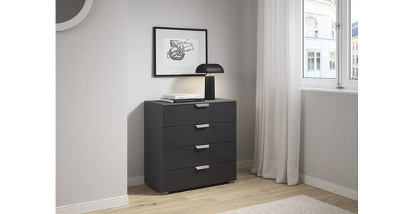 KOMMODE in 80/81/42 cm - Dunkelgrau/Anthrazit, Design, Glas/Holzwerkstoff (80/81/42cm) - Carryhome