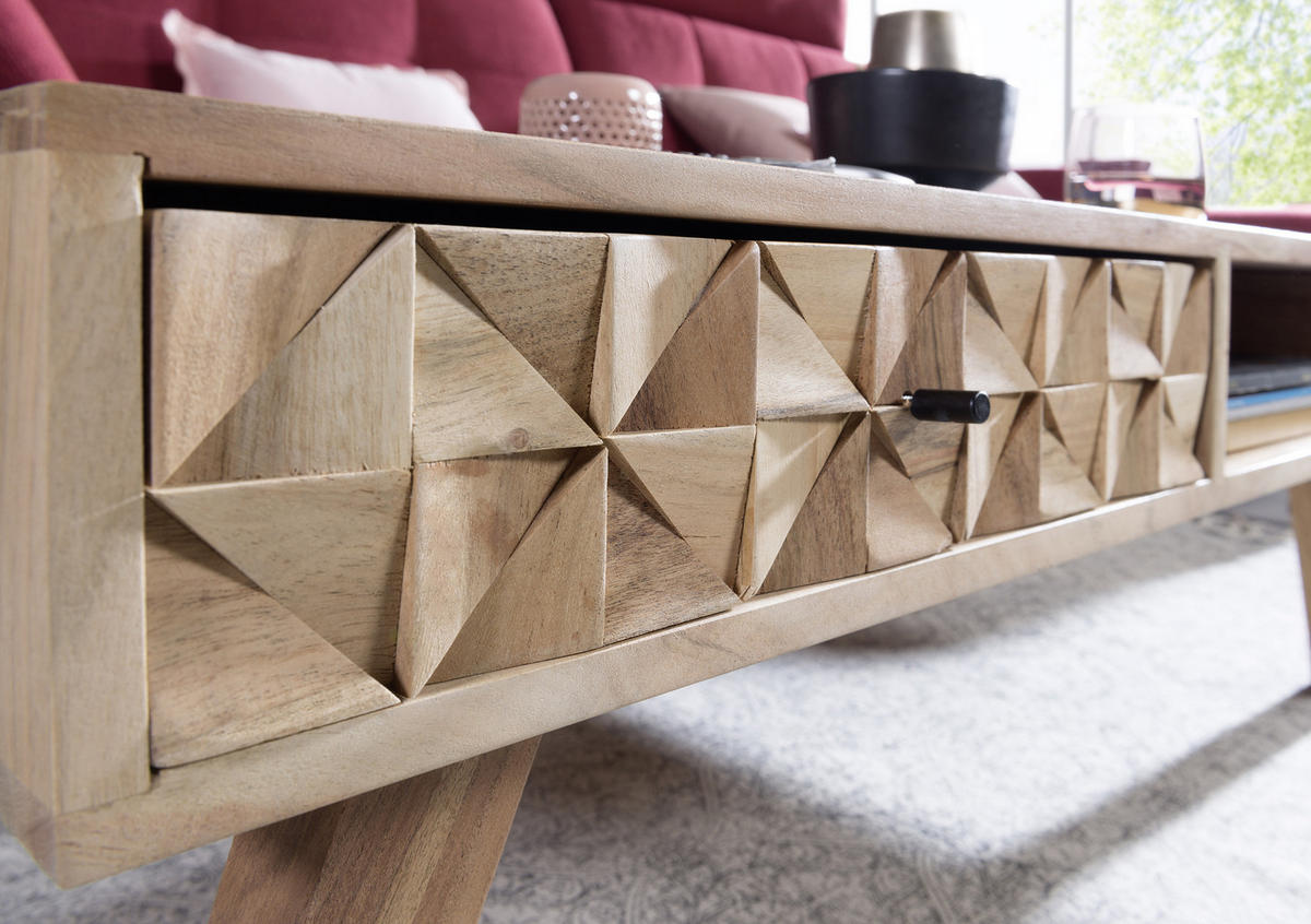 COUCHTISCH in Holz 95/50/35 cm  - Schwarz/Akaziefarben, Design, Holz (95/50/35cm) - MID.YOU