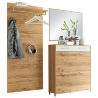 GARDEROBE 3-teilig 190/195/31 cm  - Weiss/Eichefarben, Design, Glas/Holz (190/195/31cm)