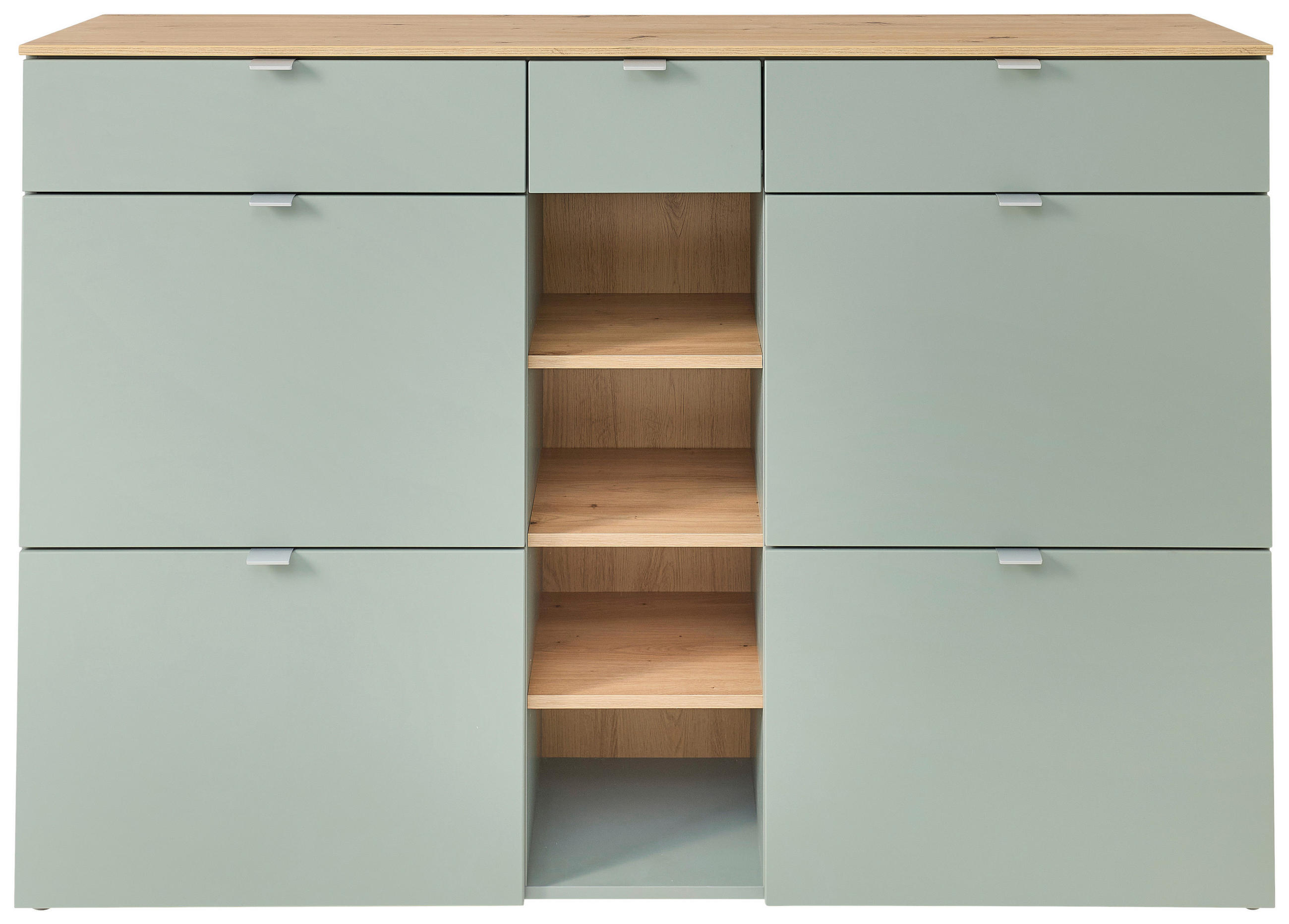 SCHUHSCHRANK Salbeigrün, Eiche Artisan - Salbeigrün/Silberfarben, Design, Holzwerkstoff/Kunststoff (148/103/38cm)