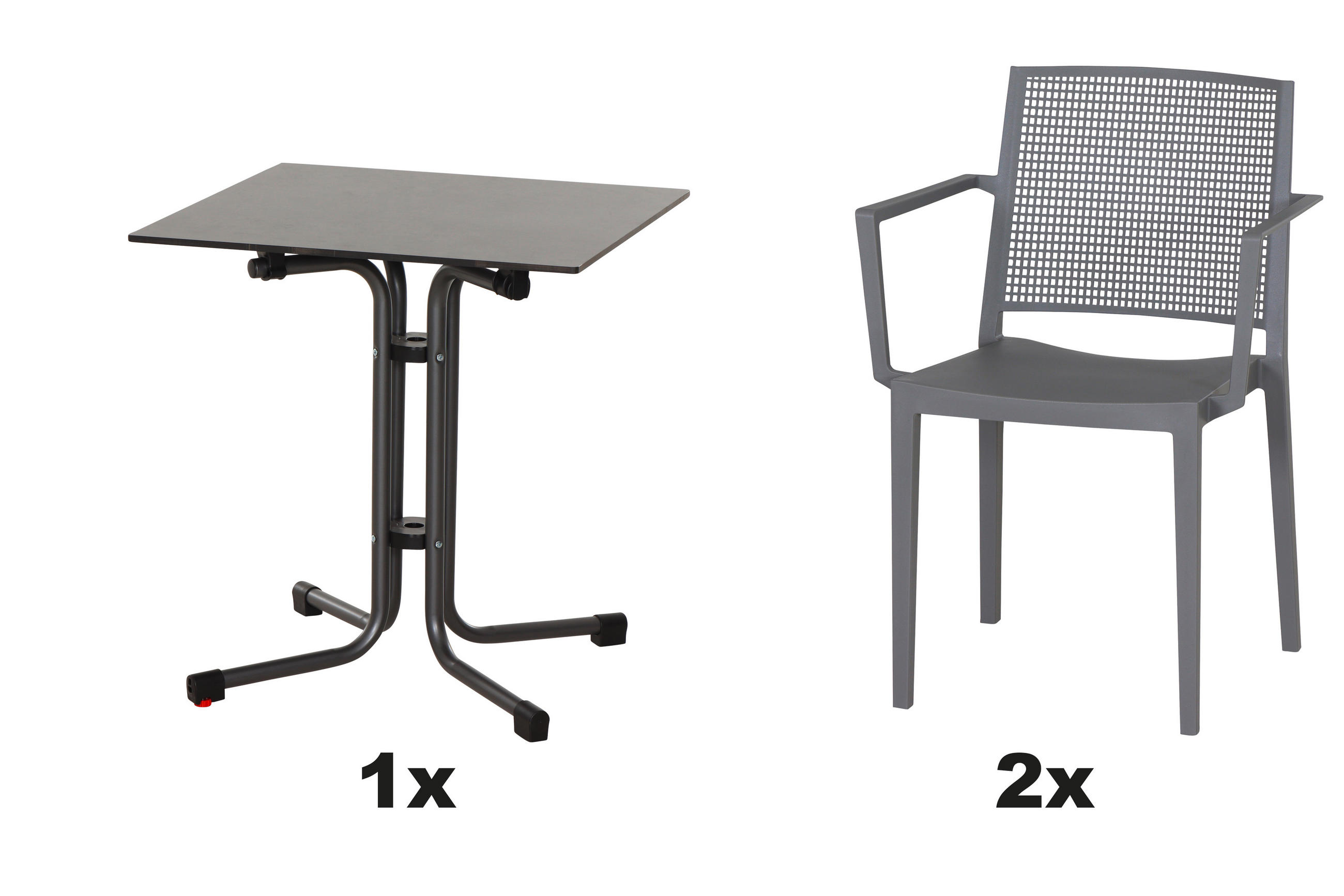 GARTENGARNITUR 3-teilig  - Grau, Basics, Holzwerkstoff/Kunststoff (65/80/65cm) - Siena Garden