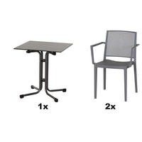 GARTENGARNITUR 3-teilig  - Grau, Basics, Holzwerkstoff/Kunststoff (65/80/65cm) - Siena Garden