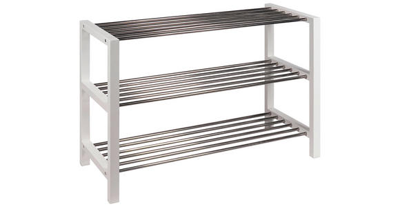 SCHUHREGAL 81/57/34 cm  - Edelstahlfarben/Weiß, Basics, Holzwerkstoff/Metall (81/57/34cm) - Carryhome