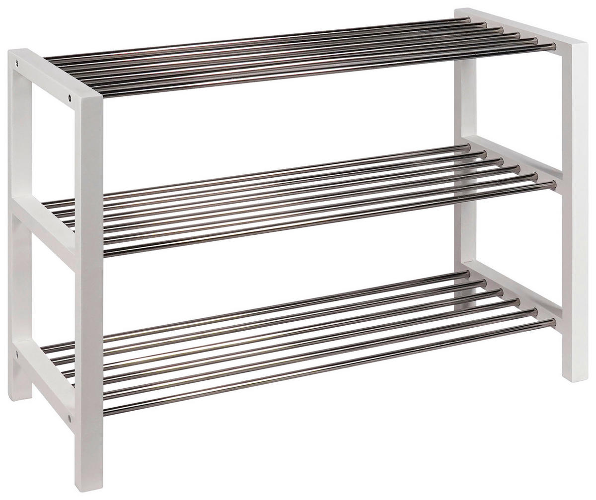 SCHUHREGAL 81/57/34 cm  - Weiss/Edelstahlfarben, Basics, Holzwerkstoff/Metall (81/57/34cm) - Carryhome
