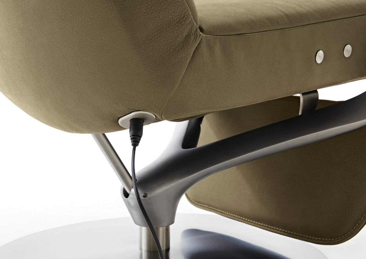 RELAXSESSEL in Leder Grün  - Nickelfarben/Grün, Design, Leder/Metall (77/113/91cm) - Koinor