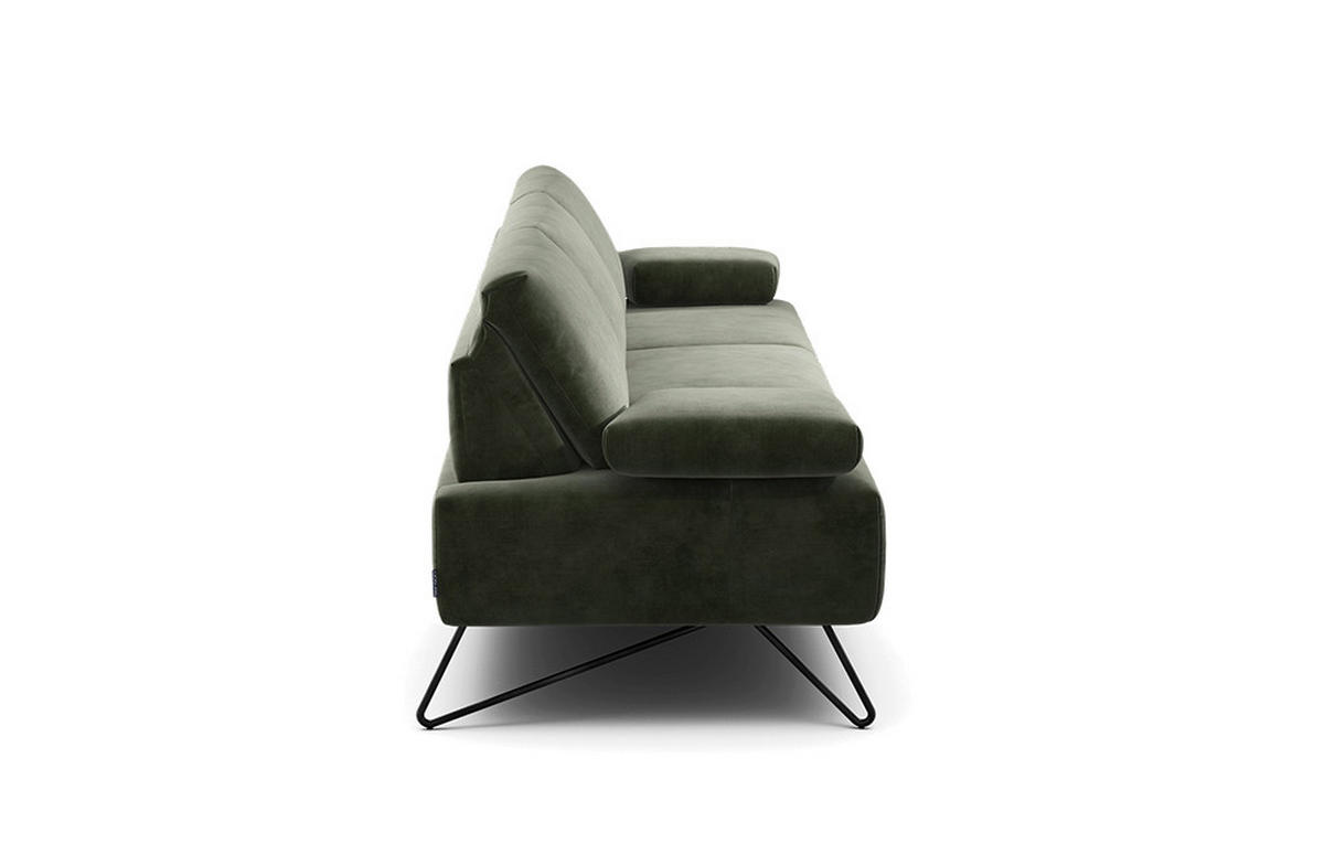 3-SITZER-SOFA Samt Waldgrün  - Waldgrün/Schwarz, Design, Textil/Metall (234-264/85/86-94cm) - SENSOO