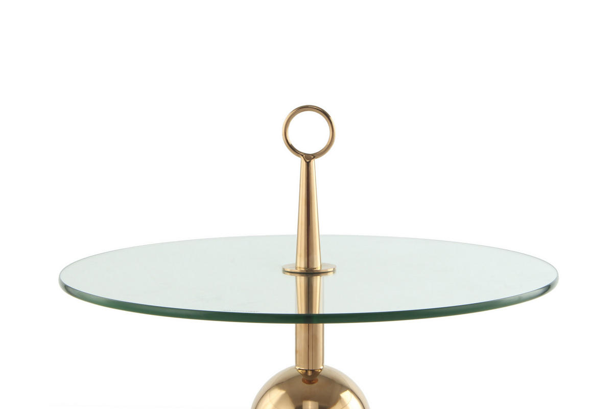 BEISTELLTISCH 46/46/52 cm Goldfarben rund  - Goldfarben, Design, Glas/Metall (46/46/52cm) - Kayoom