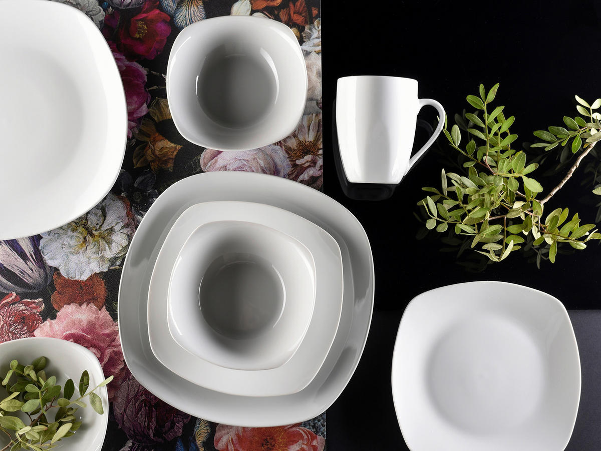 KOMBINOVANÝ SERVIS, 16-dielne, porcelán - biela, Basics, keramika - Creatable