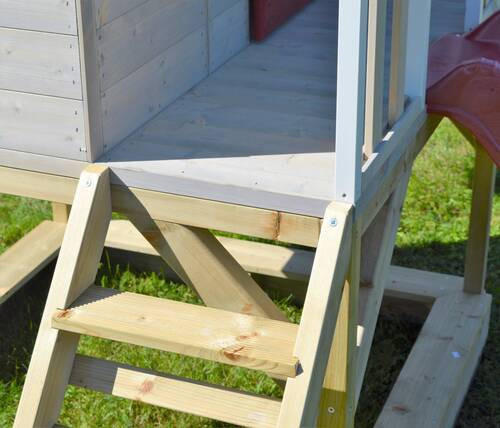 SPIELHAUS 350/242/290 cm  - Rot/Naturfarben, KONVENTIONELL, Holz (350/242/290cm)
