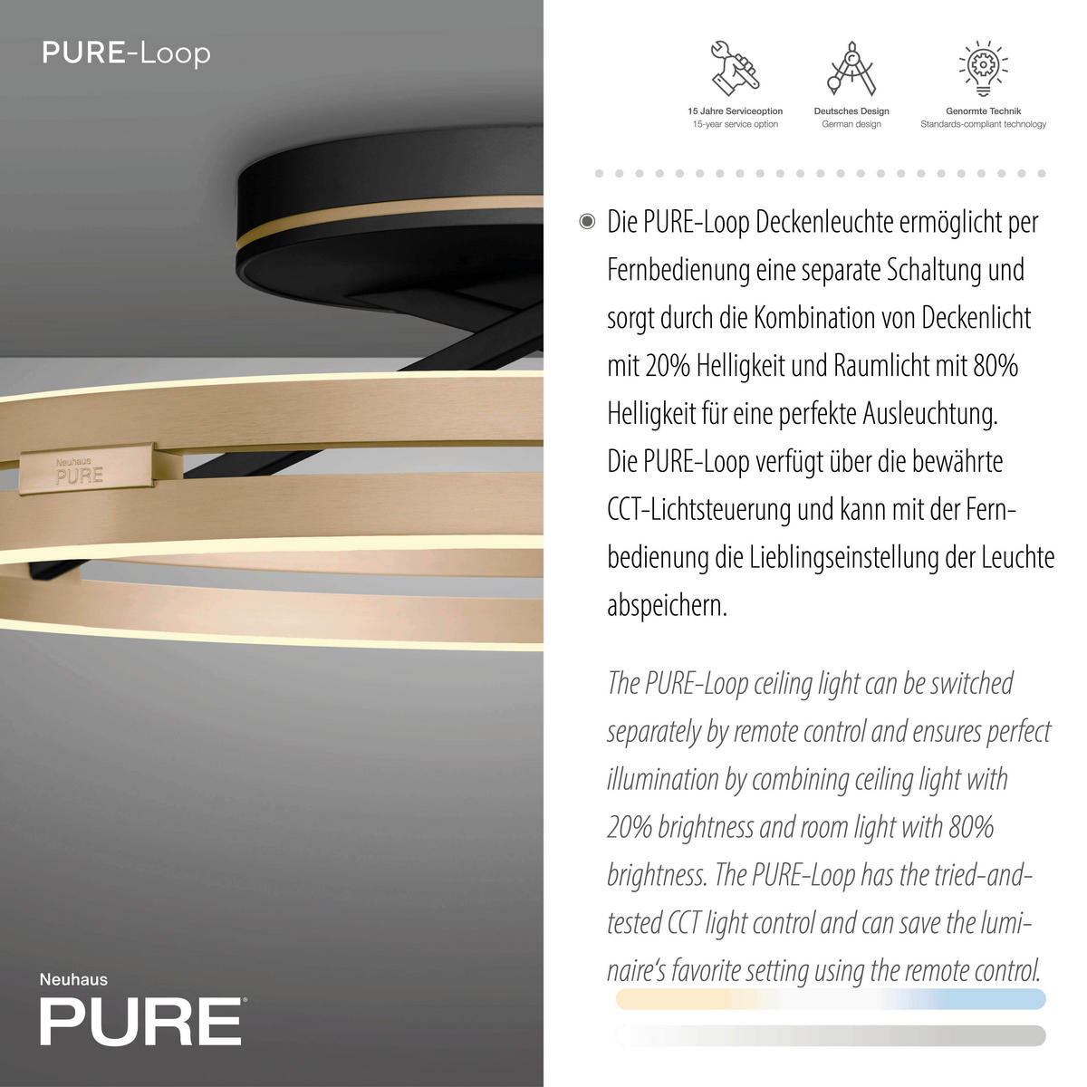 LED-DECKENLEUCHTE 60/60/17.8 cm  - Messingfarben/Schwarz, Design, Kunststoff/Metall (60/60/17.8cm) - Neuhaus PURE