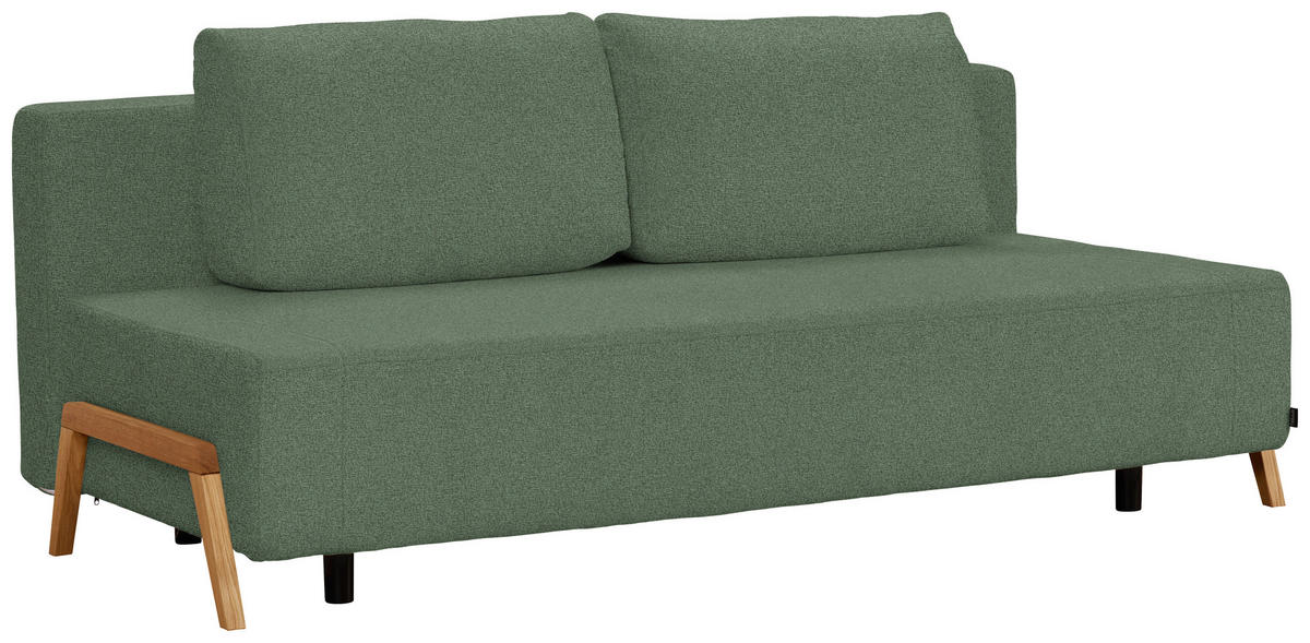 SCHLAFSOFA Chenille Grün  - Naturfarben/Grün, Design, Holz/Textil (211/88/102cm) - Niels Andersson