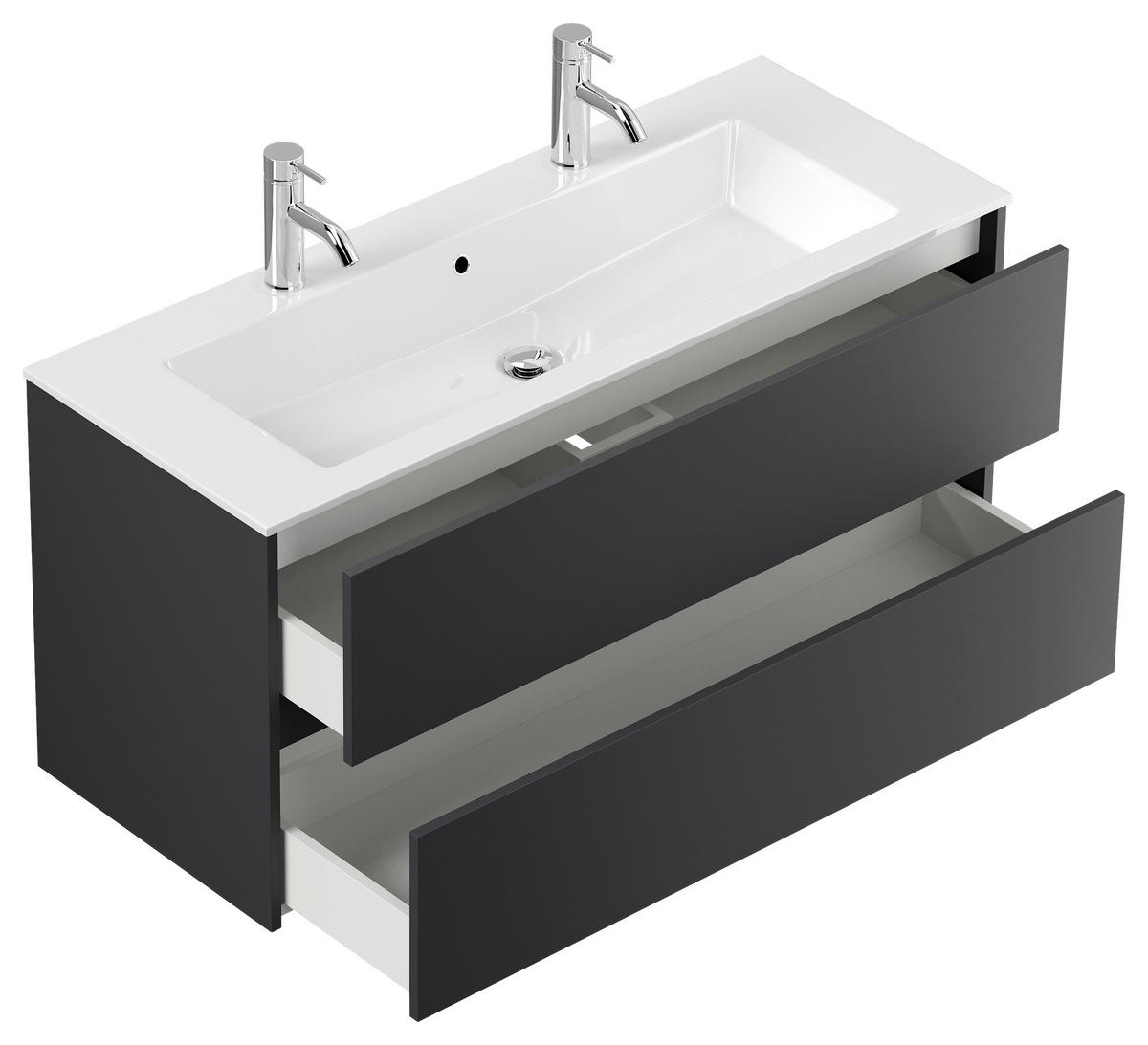 WASCHTISCHKOMBI  - Graphitfarben/Weiß, MODERN, Holzwerkstoff/Stein (120/58,8/46,5cm) - MID.YOU