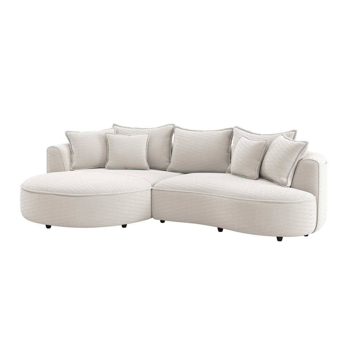 ECKSOFA LEVI Creme Velours, Struktur  - Creme/Schwarz, MODERN, Kunststoff/Textil (168/287cm) - Livetastic