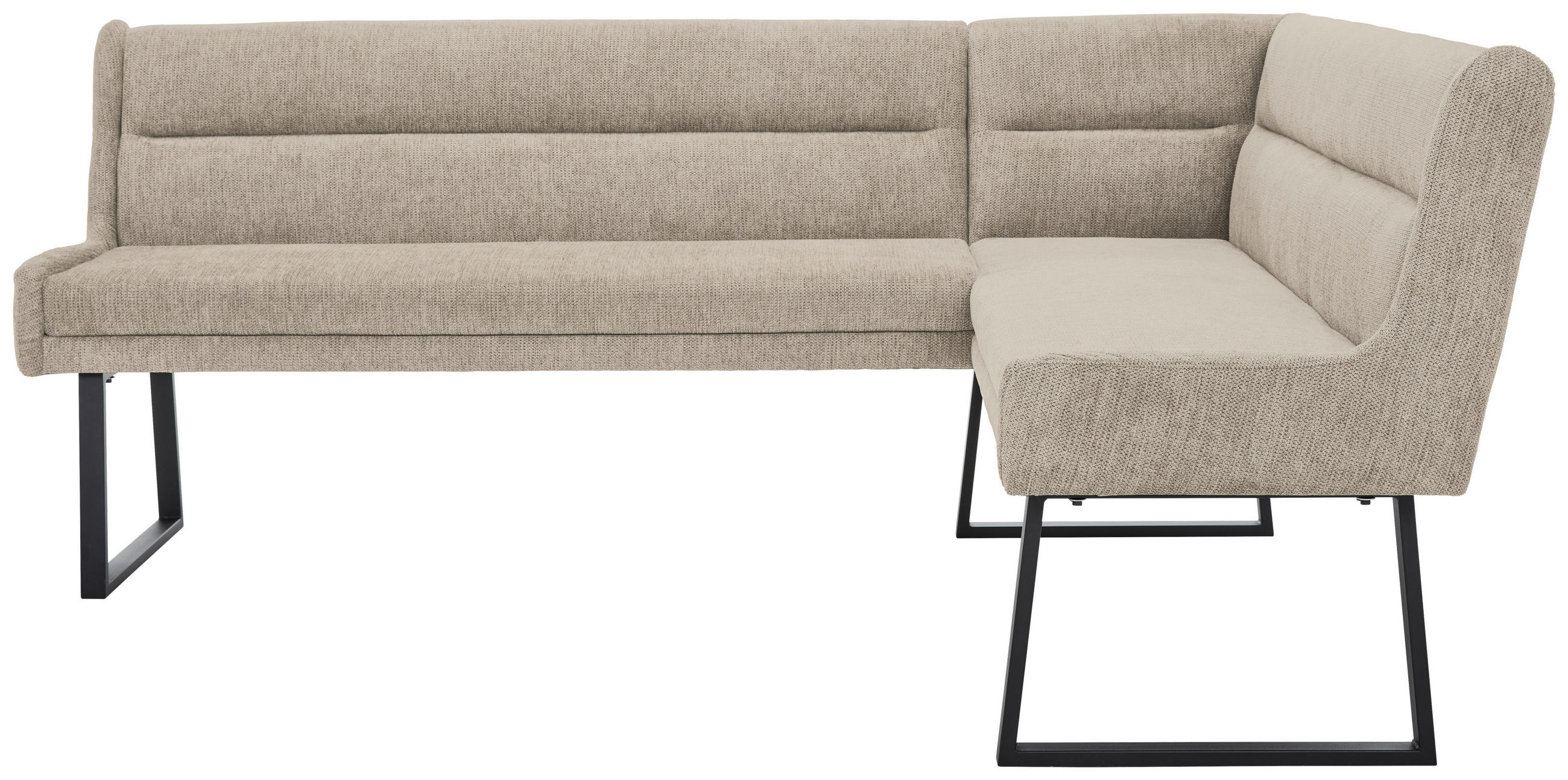 ECKBANK 217/159 cm Webstoff Schwarz, Beige   - Beige/Schwarz, Design, Textil/Metall (217/159cm) - Novel