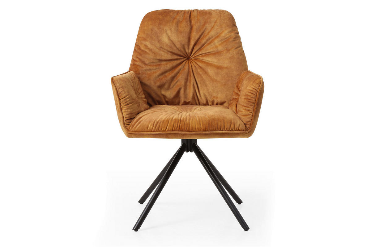 ARMLEHNSTUHL  in Samt, Velours  - Goldfarben/Schwarz, MODERN, Textil/Metall (61/90/59cm) - Livetastic