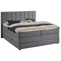 BOXBETT 180/200 cm,  in Anthrazit, Matratze, gepolstertes Kopfteil, Bettkasten, Topper, H3 = fest  - Anthrazit/Schwarz, Basics, Holz/Textil (180/200cm) - Boxxx