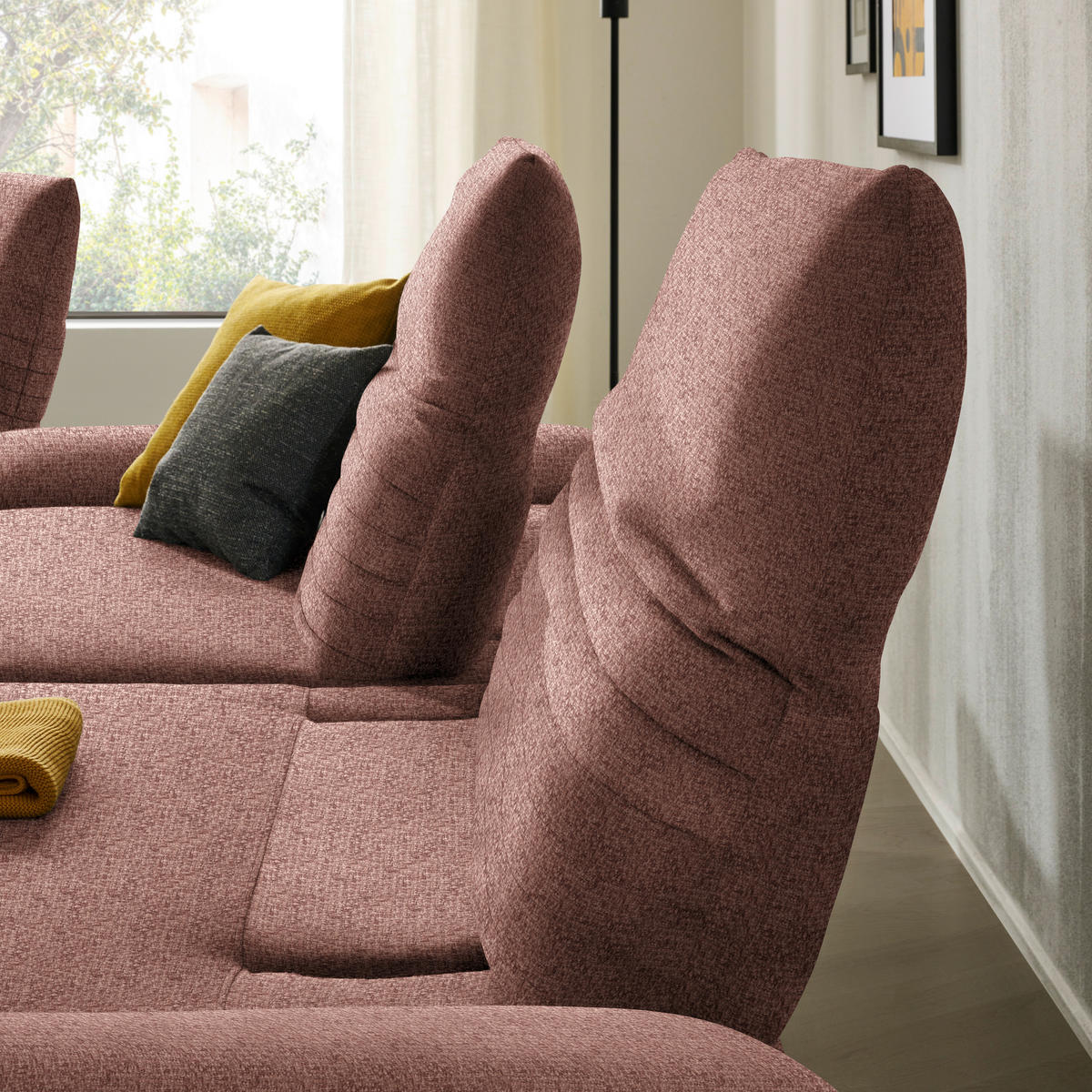 ECKSOFA in Chenille Rotbraun  280/170-195 cm  - Rotbraun/Schwarz, Design, Textil/Metall (280/170-195cm) - Dieter Knoll