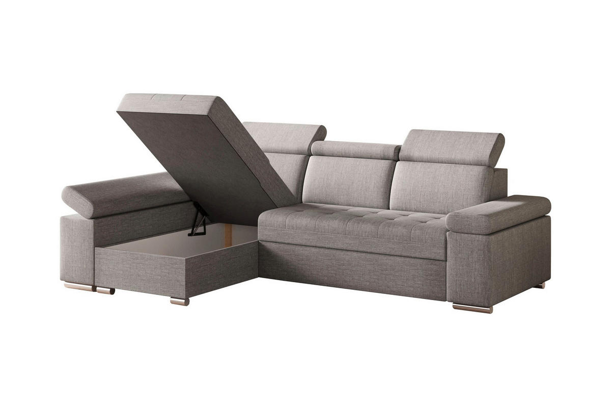 ECKSOFA TORONTO in Webstoff Hellgrau  - Silberfarben/Hellgrau, Design, Textil (168/260cm) - MID.YOU