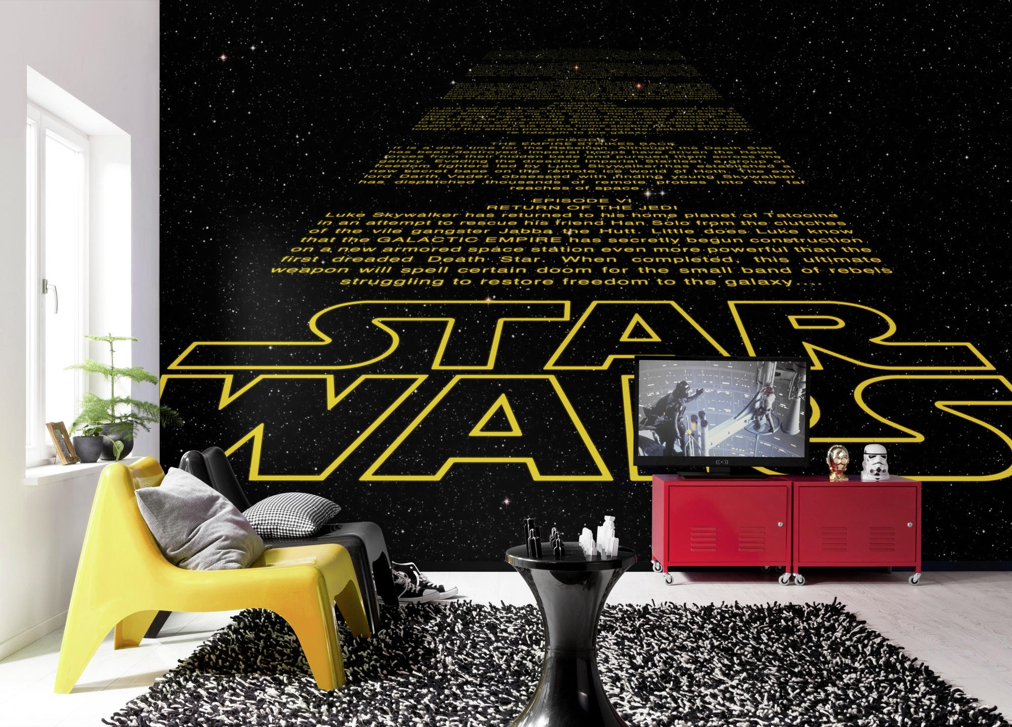 FOTOTAPETE Star Wars  - Gelb/Schwarz, LIFESTYLE, Papier (368/254cm) - Disney