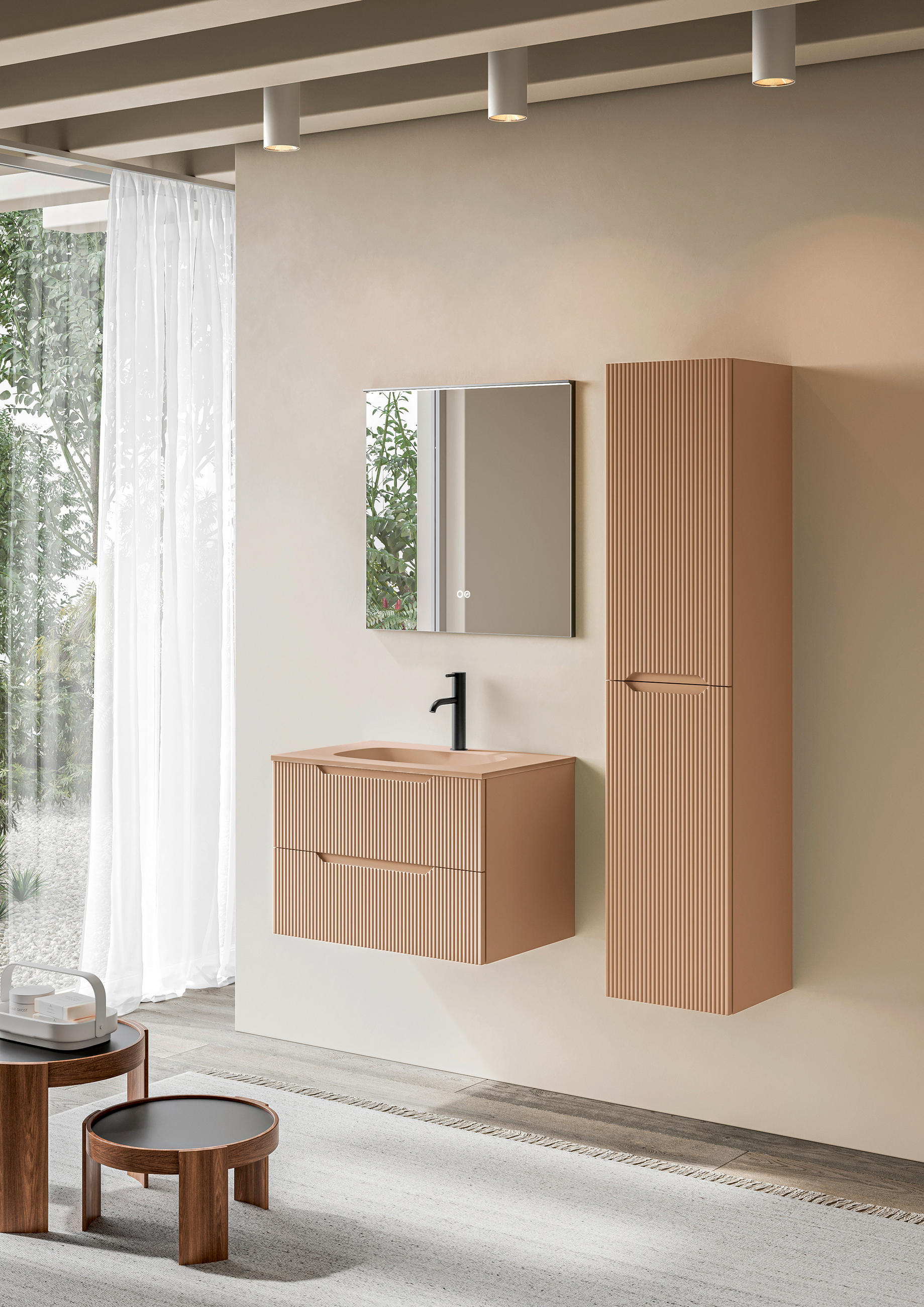 BADEZIMMER 3-teilig  in 80 cm  - Altrosa, KONVENTIONELL, Holzwerkstoff/Stein (80cm) - Belluti