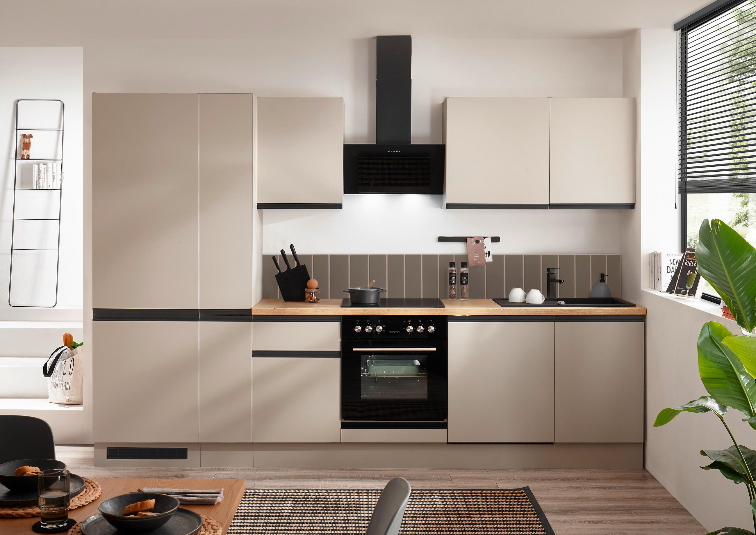 KÜCHENBLOCK 310 cm   in Seidengrau  - Eichefarben/Seidengrau, Trend, Holzwerkstoff/Metall (310cm) - P & B