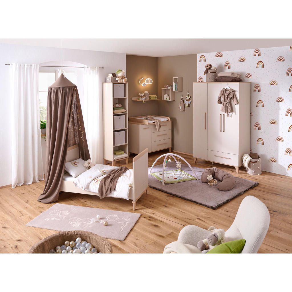 Thumbnail - Paidi Babykleiderschrank Malio, Beige, Holzwerkstoff, 5 Fächer, 1 Schubladen, 123.5x202.9x55.6 cm, Blauer Engel, Goldene...