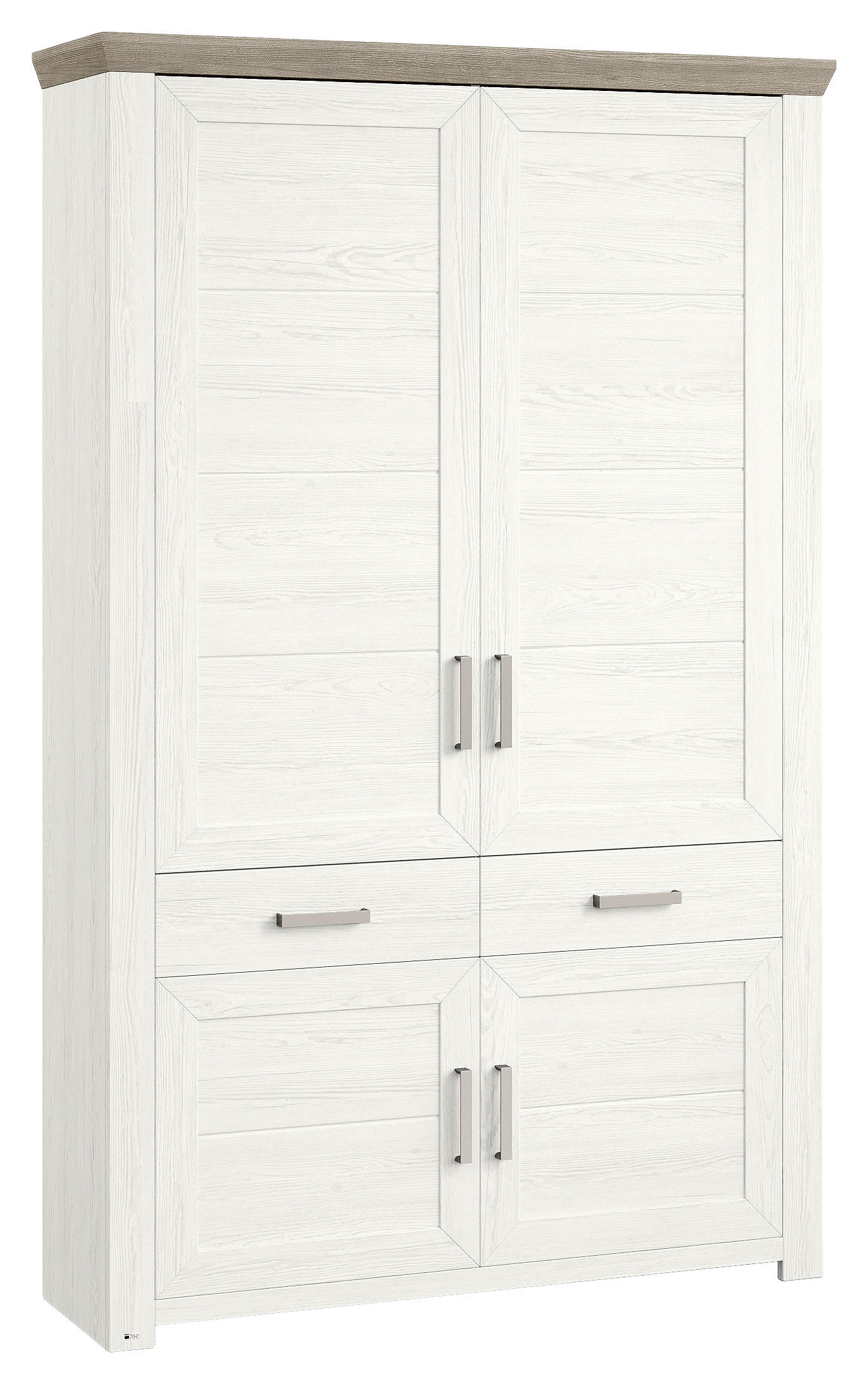 REGAL Weiß, Eichefarben  - Eichefarben/Weiß, Design, Holzwerkstoff/Metall (129,3/206,6/42,2cm) - SetOne by Musterring