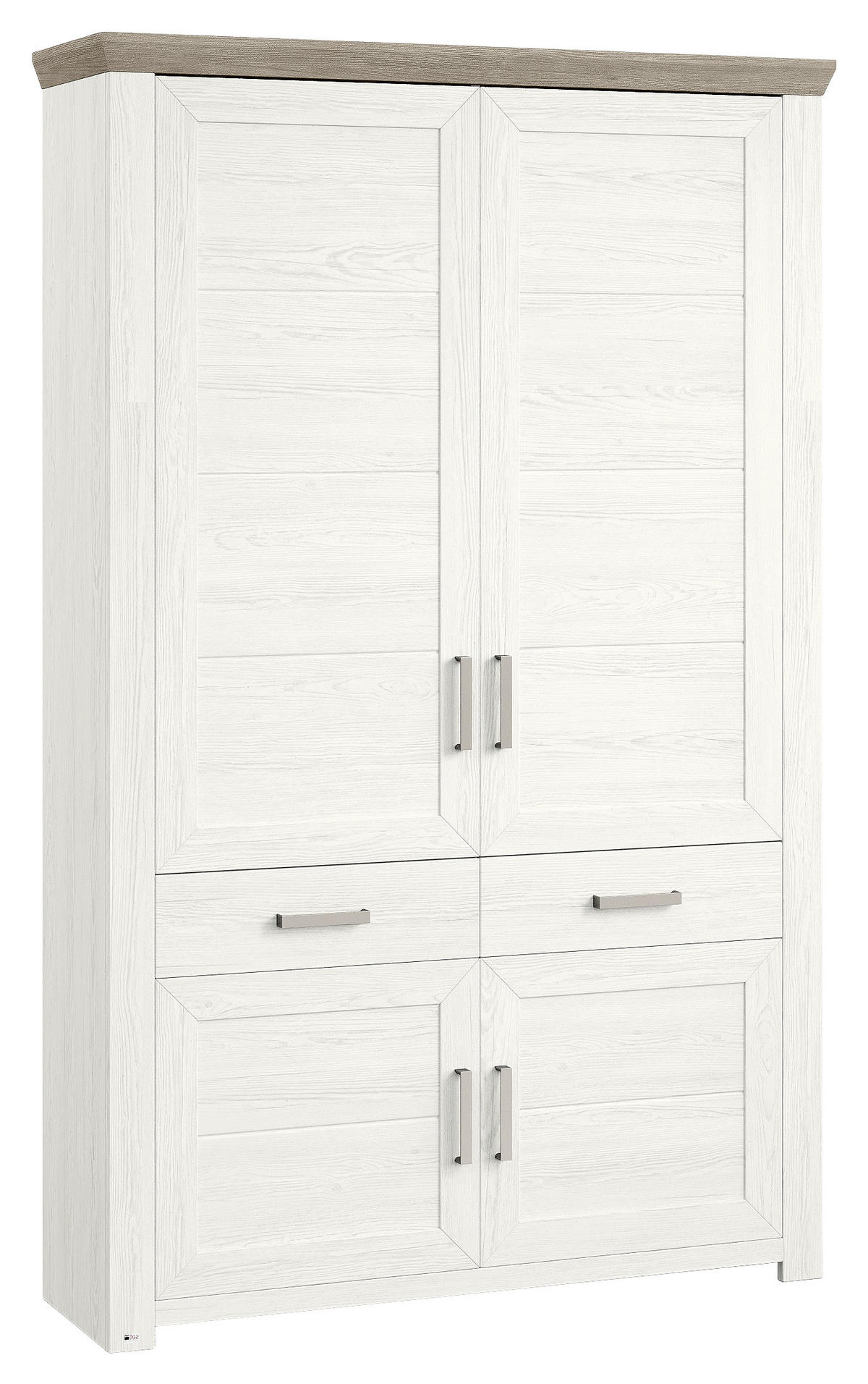 REGAL Weiß, Eichefarben  - Eichefarben/Weiß, Design, Holzwerkstoff/Metall (129,3/206,6/42,2cm) - SetOne by Musterring
