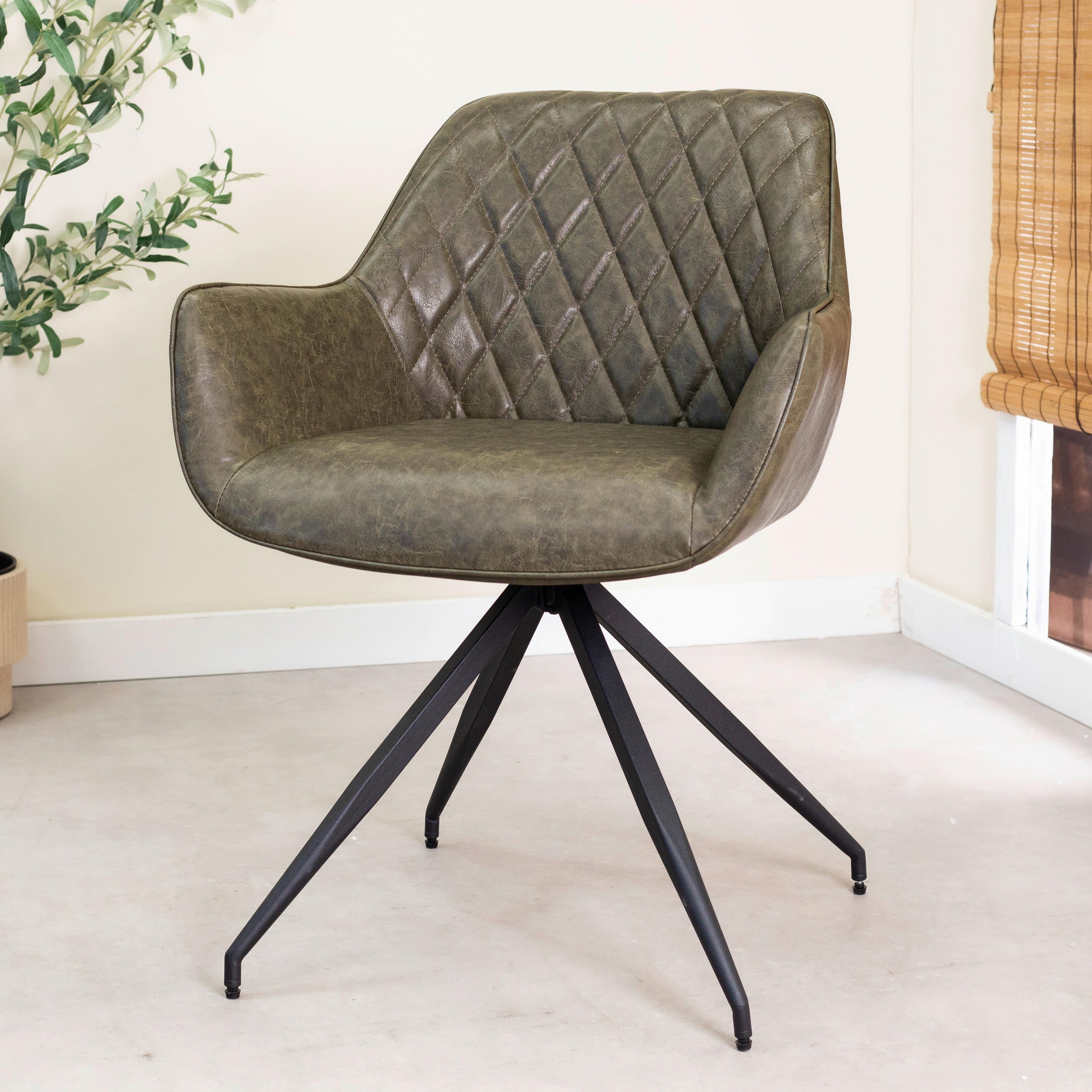 ARMLEHNSTUHL-SET 2 Stück  in Lederlook  - Dunkelgrün/Schwarz, KONVENTIONELL, Textil/Metall (62/82/61cm) - MID.YOU