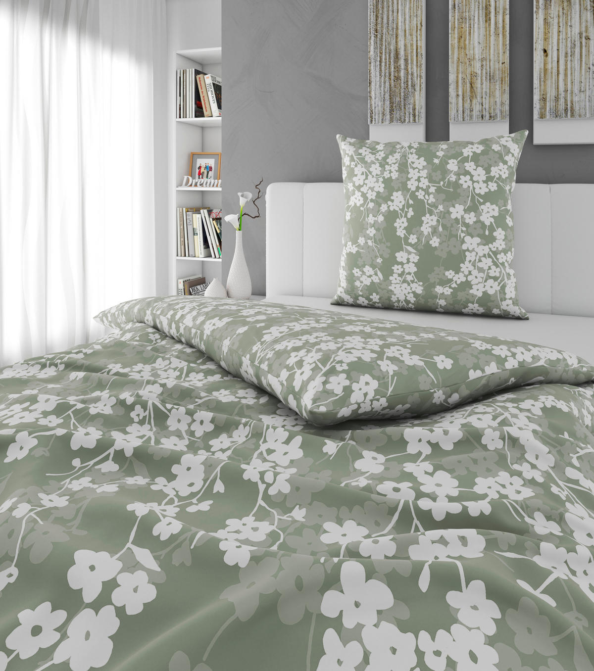 BETTWÄSCHE Musselin 155/220 cm  - Salbeigrün, Textil (155/220cm) - Esposa