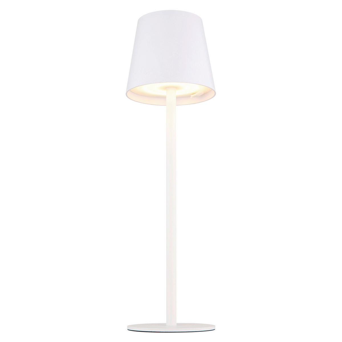 AKKU-TISCHLEUCHTE - Weiss/Opal, Trend, Kunststoff/Metall (10,6/36cm) - Globo