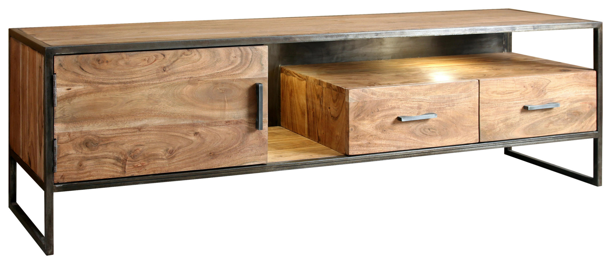 LOWBOARD  in 176/50/40 cm  - Akaziefarben, KONVENTIONELL, Holz/Metall (176/50/40cm) - Livetastic