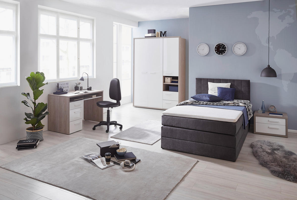 BOXSPRINGBETT 120/200 cm  in Anthrazit  - Anthrazit/Schwarz, Design, Kunststoff/Textil (120/200cm) - Xora