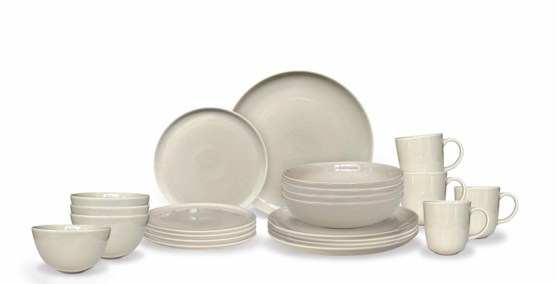 KOMBINOVANI SERVIS    20 delova  - sivo-bela, Trendi, keramika (29,5cm) - ASA