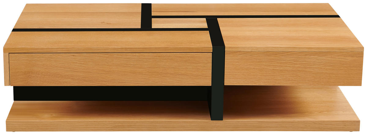 COUCHTISCH Eiche furniert 120/30/65 cm rechteckig Schwarz, Eichefarben  - Eichefarben/Schwarz, Design, Holz/Holzwerkstoff (120/30/65cm) - Livetastic