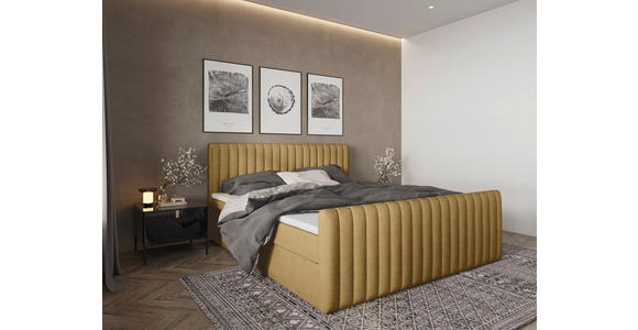 BOXBETT 180/200 cm  in Senfgelb  - Senfgelb/Schwarz, Basics, Kunststoff/Textil (180/200cm) - Carryhome