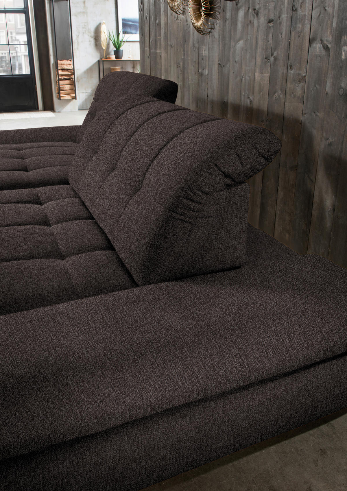 ECKSOFA in Mikrofaser Braun  - Schwarz/Braun, Design, Textil/Metall (198/290cm) - Xora