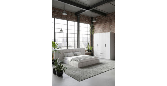 POLSTERBETT gepolstertes Kopfteil, Lattenrost, Bettkasten Beige 160/200 cm  - Beige/Schwarz, Design, Holz/Kunststoff (160/200cm) - Carryhome