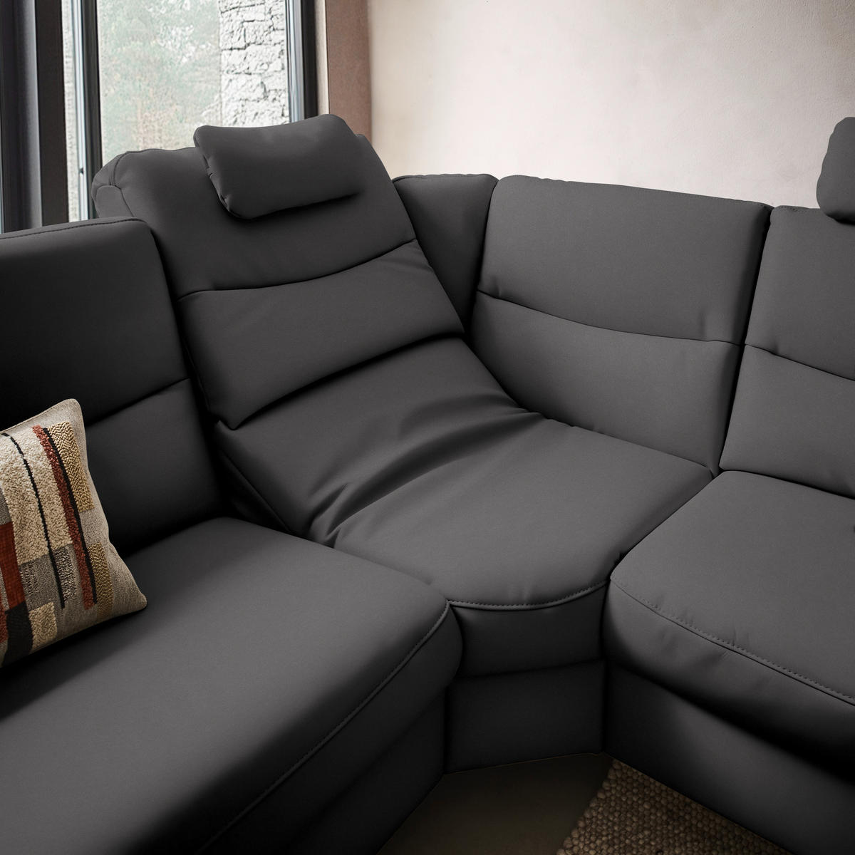 ECKSOFA in Echtleder Grau  280/249 cm  - Anthrazit/Grau, Design, Leder/Metall (280/249cm) - Himolla Komfortklass